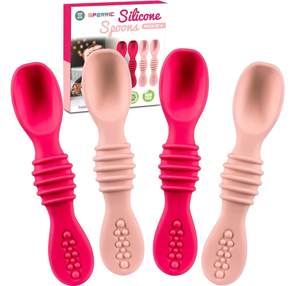 Colheres de silicone para bebê desmame led pacote com 4, primeiro estágio colher de alimentação para bebês - Imagem 1 de 4