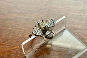 Sterling Silver 925 Jeweled Bumbe Bee Large Ring Sz 7.5 - Picture 1 of 9