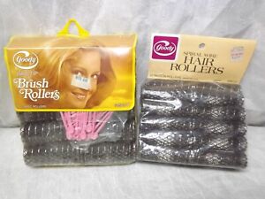 Goody New JUMBO Brush ROLLERS 10 & Medium Spiral Wire Hair rollers 22 NOS