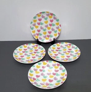 NEW Elum S/4 Conversation Hearts Salad Plates 7.5" D Stoneware Valentines - Picture 1 of 6