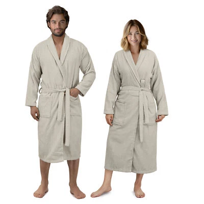 Albornoz Hombre y Mujer de Baño - Albornoz Ducha 100% Algodón - Talla XL Beige - Imagen 1 de 4