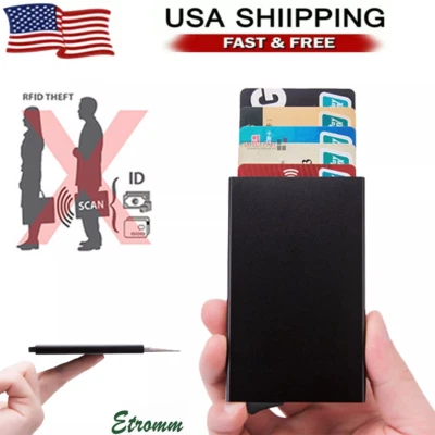 Mens RFID Blocking Slim Money Clip Wallet ID Credit Card Holder Thin Minimalist - Image 1 of 4