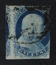 CKStamps: US Stamps Collection Scott#9 1c Franklin Used CV$95