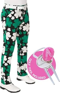 Royal and Awesome Men`s Golf Pants Paddy Par Green Irish Clover Pants 30 - 44 - Picture 1 of 6