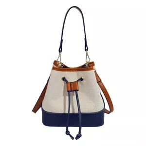 Lady Large Capacity Drawstring Shoulder Bucket Bag PU Leather Handbag Casual New - Picture 1 of 8