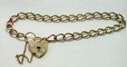 1970'S Ladies 9 Carat Gold Curb Bracelet With Heart Padlock Fastener
