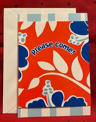 Blue & Red Floral Hawaiian Set of 8 Cards Party Invitations Tropical Invite NEW  - Image 1 of 2