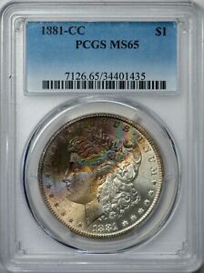 1881-CC Morgan PCGS MS65 Colorful, Glowing Toned Silver Dollar