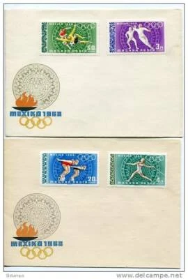 Hungría 1968 Cuatro Cubiertas Especiales Juegos Olímpicos México Mi 2434-2441 Completo s Foto 1 de 4