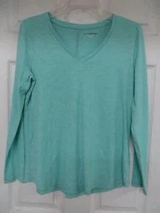 Neu ohne Etikett Eileen Fisher Langarm-T-Shirt Bio-Baumwolljersey Stretch türkis 1X - Bild 1 von 6