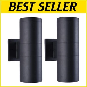 Matte Black Waterproof Outdoor Sconce with Warm White Illumination – 2 Lights - Picture 1 of 9