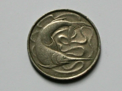 Singapore 1977 20 CENTS Coin with Sword Fish (Ocean Animal) - Image 1 of 2