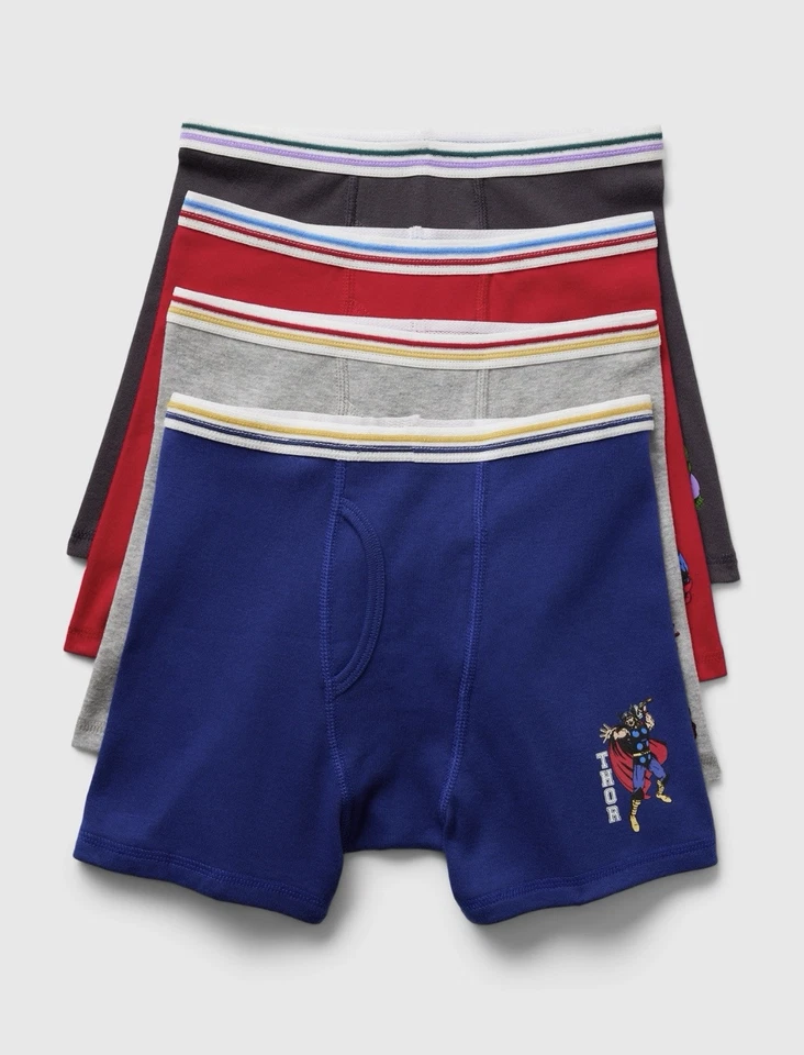 GAP KIDS BOYS MARVEL COTTON HULK THOR BRIEFS UNDERWEAR PACK 4 SIZE XL 12 NEW - Image 1 of 1