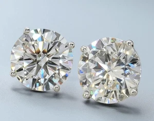 8.00Ct F /VS2 Round IGI Lab Grown Martini Diamond Studs Earrings 14K White Gold - Picture 1 of 6