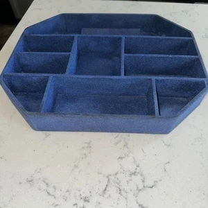Bandeja taburete Singer vintage madera de nogal con flocado azul RARO - Imagen 1 de 18