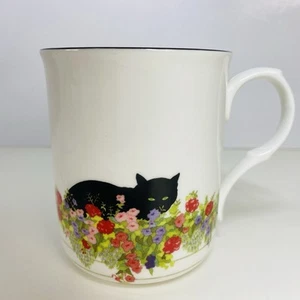 Sue Boettcher Black Cat & Flowers Tasse - Top Zustand - Bild 1 von 13