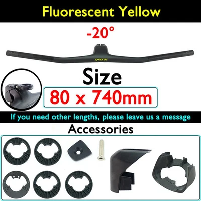 Manillar integrado completo de fibra de carbono para bicicleta MTB con potencia -20° grados 740 mm Foto 1 de 4