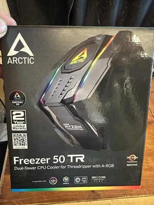 Arctic Freezer 50 TR RGB LED Dual Tower AMD Ryzen CPU Cooler Socket sTRX4/sTR4 - Image 1 of 4