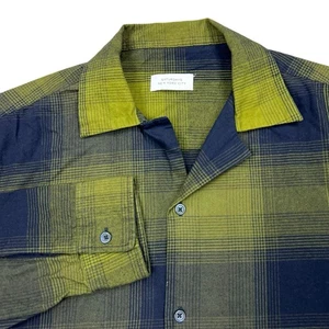 Camisa de franela Saturdays NYC para hombre grande verde azul marco a cuadros con botones - Imagen 1 de 8