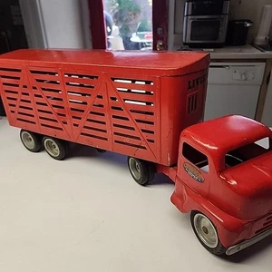 Vintage Tonka Livestock Truck, Trailer, Pressed Steel, 1953 Original Paint - Picture 1 of 9
