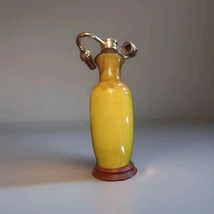 Vintage Chinese chartreuse yellow crackle lamp 18" - Picture 1 of 10