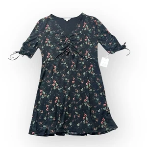 LC Lauren Conrad Cinched Dress Women’s Large Floral Stretch Pullover Fit & Flare - Picture 1 of 5