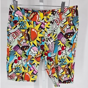 Loudmouth Golf Ladies Womens Sz 4 Flat Front Shorts Pop Art Comic Print - Picture 1 of 6