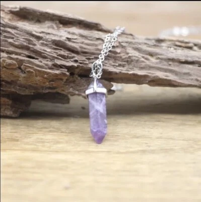 紫水晶六角石吊坠项链  — 第 1/2 张图片