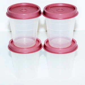 Tupperware Midgets 4 Containers 2 oz Tupper Minis Mauve Rose Pink Set Vintage - Picture 1 of 2