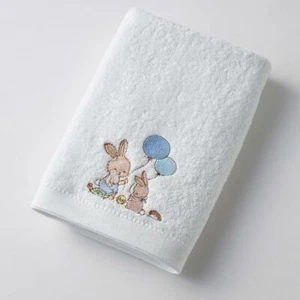 Boy Bunny embroidered bath towel by Jiggle & Giggle | 100% Cotton | 60 x 120cm - Picture 1 of 2