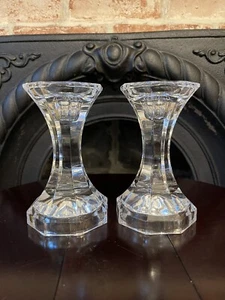 Par de candelabros vintage de cristal de plomo Japón 5,5" de alto pesado juego de 2 - Imagen 1 de 7