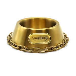 Tazón de comida para mascotas Snoop Doggie Doggs fuera de la cadena tazón dorado de lujo para mascotas pequeño - Imagen 1 de 13