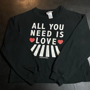 Women’s Large Lennon & McCartney All You Need Is Love Blk Sweatshirt The Beatles - Picture 1 of 8