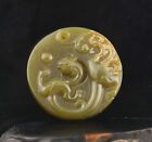 Old natural jade hand-carved statue of dragon flower pendant #29
