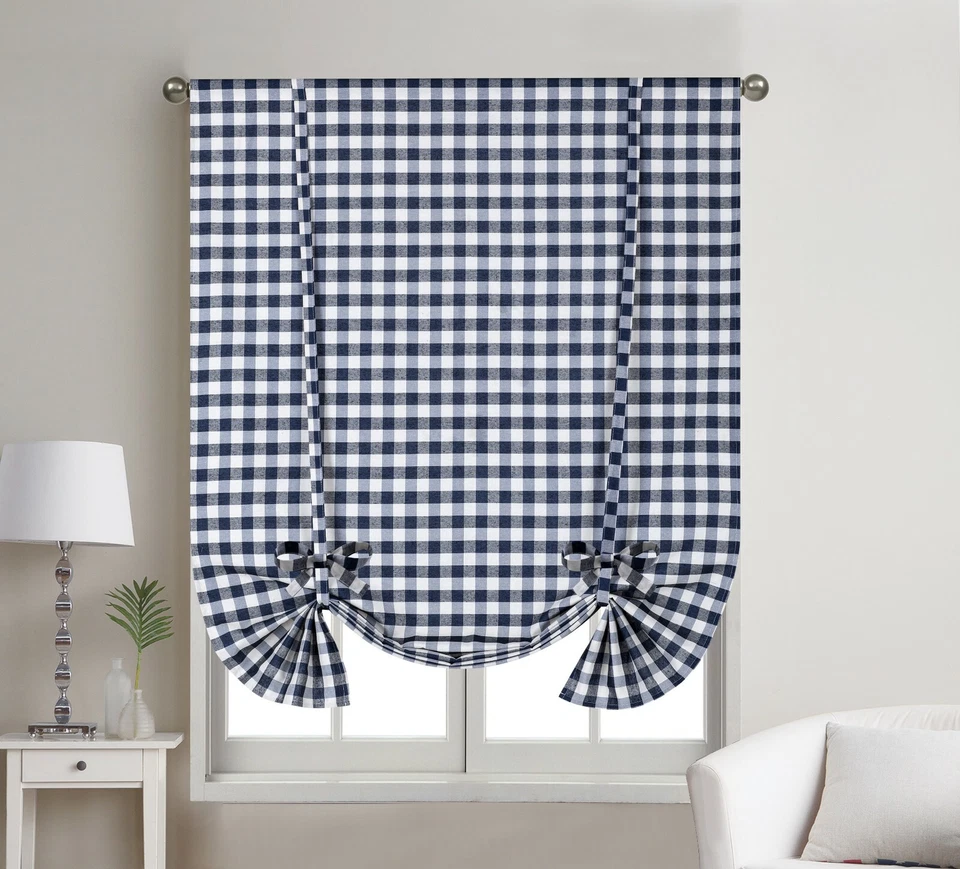 Panel de cortina de pantalla de bolsillo con varilla de guinga a cuadros de búfalo de 1 pieza Foto 1 de 1