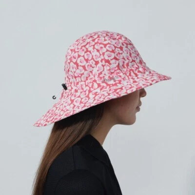 Daily Sports Ladies Golf Rain Hat Flaine Coral/Black Print Adjustable Waterproof - Image 1 of 4