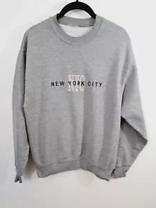 New York City Women's Gray Embroidered Sweatshirt Vintage Flaw - Picture 1 of 5