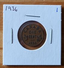 1936 Canadian 1 Cent Small Penny With Georges V On One Side in Cardboard Case