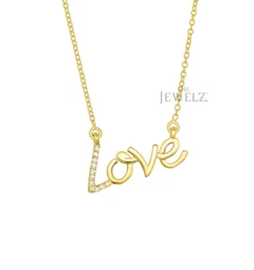 14K Gold 0.07 CT VS/F-G Diamond Love Pendant Necklace - The Jewelz - Picture 1 of 3