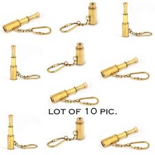 Brass_Keychain_Telescope_Marine_Spyglass_Key_Chain_Key_Ring LOT OF 10 PCS