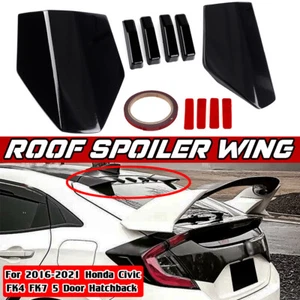 Type R Style Vortex Fin Roof Spoiler Blk For 16-2021 Civic FK4 FK7 5Dr Hatchback - Picture 1 of 8
