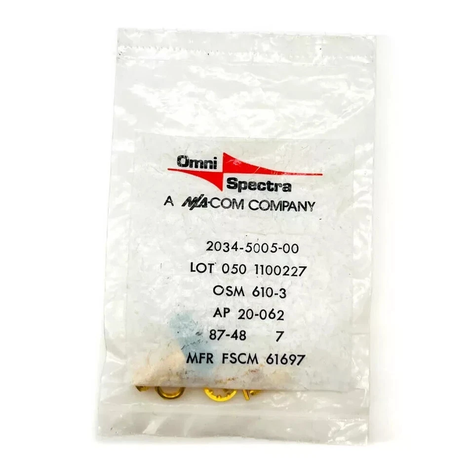 Omni Spectra 2034-5005-00 RF Coaxial Connector SMA Cable Jack Panel Mount - Image 1 of 4