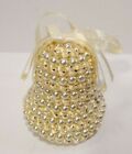 Christmas Ornament Strung Beaded Bell Shaped White Ivory