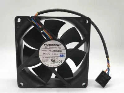 1 pcs FOXCONN FAN PVA080G12R 12V 0.80A 79CFM 9CWCH-A00 8025 8CM 4WIRE - Image 1 of 3
