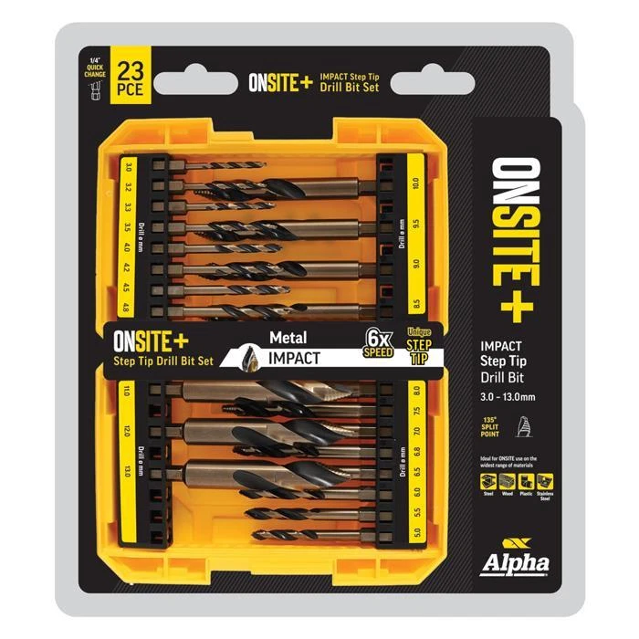 Alpha SM23ST 23 Piece ONSITE Plus Impact Step Tip Drill Bit Set Metric