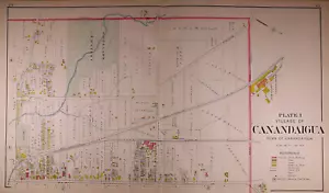 1904 Map ~ VILLAGE of CANANDAIGUA, ONTARIO Co., NEW YORK / WOODLAWN CEMETERY - Picture 1 of 3