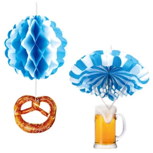 2er SET DEKO BREZEL BIERKRUG HÄNGEDEKORATION DEKO  BAYERN BAYRISCH BLAU - Bild 1 von 1