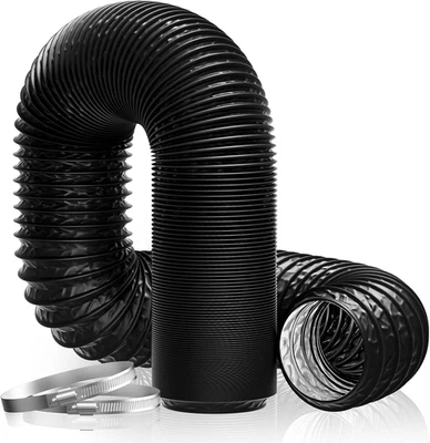 4" PVC Aluminium Flexible Ducting Black Hose 100mm 2.5M Tumble Dryer Fan Hood - Image 1 of 4