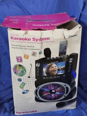 Karaoke USA All-In-One GF842 DVD CDG MP3G Bluetooth Media Player Tested Working  - Image 1 of 4