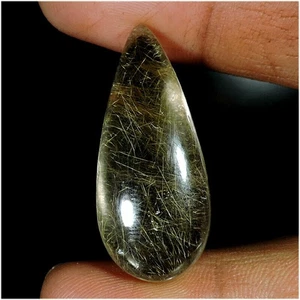 36.75Cts Natural Red Copper Needles Rutile Quartz Pear Cabochon Gemstone - Picture 1 of 2